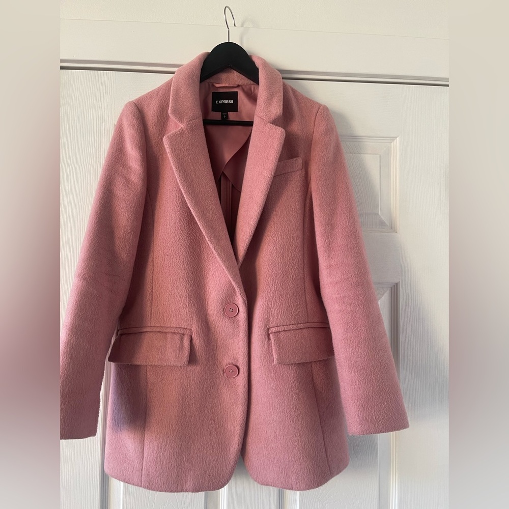 Express Pink Wool-Blend Blazer Coat